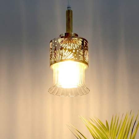 Eliante Hanging Light, Champaign Glass Shade, Mild Steel, 1 Bulb - Modern Pendant Lamp For Home Decor