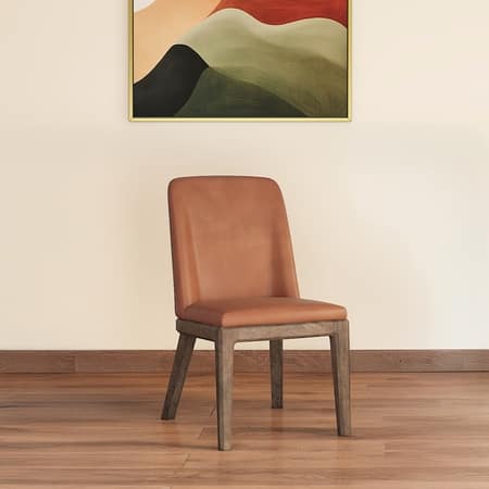 Anderson Solid Wood Dining Chair in Danish Walnut Finish & Tan Leatherette Colour