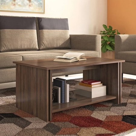 Adele Rectangular Engineered Wood Coffee Table In Classic Walnut Finish
