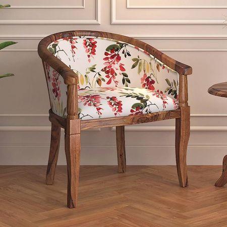 Florence Armchair in Carmine Cassia Colour and Teak Finish