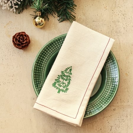 Sparkling Tree Set Of 2 Napkins With Off White Colour