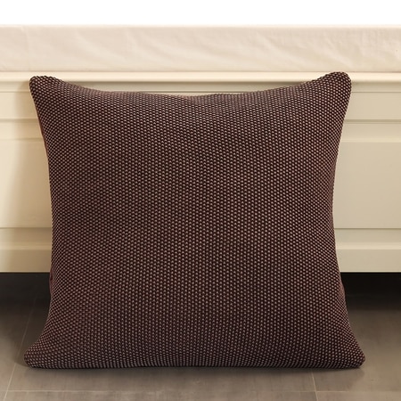 Moss Stitch Knit Floor Cushion Cover Chocolate Brown 27.5X27.5 Inches
