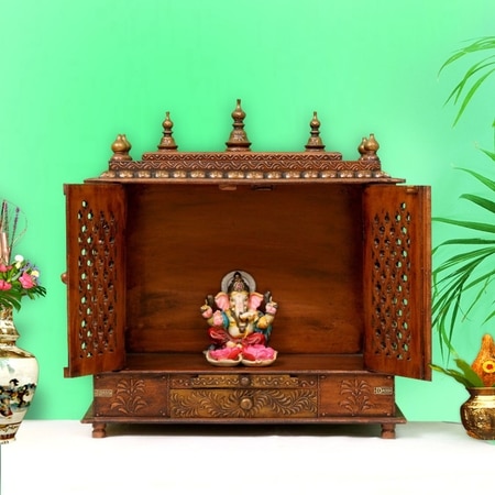 D'Dass Sheesham and Mdf Wooden Home Temple For Pooja Mandir For Home