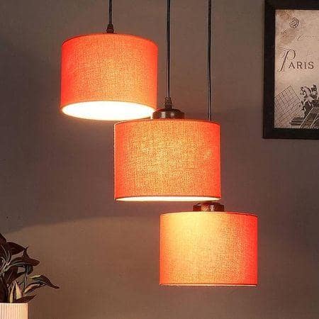 Finnegan Orange Fabric Cluster Hanging Light