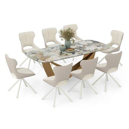 Paloma 8 Seater Spanish Ceramic Dining Table with Tulip Dining Chair