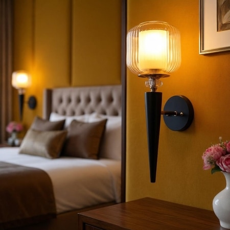 Eliante Mashal Wall Lights Mild Steel & Glass Material Brown & Clear Finish