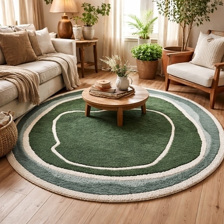 Emerald Ripple Wool Rectangle Carpets Hand Tufted in Beige Colour