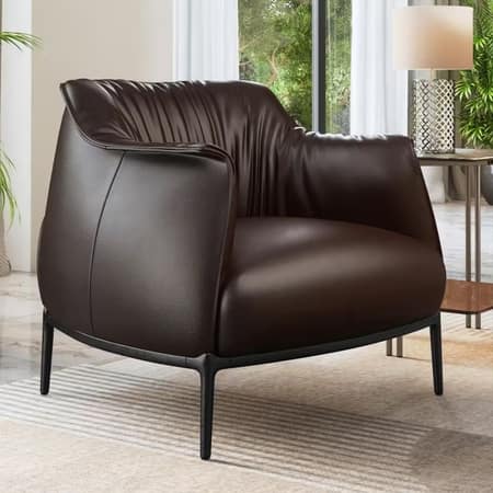 Odette Lounge Chair In Brown Leather