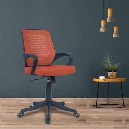 Diicea Mid Back Ergonomic Chair in Orange Colour