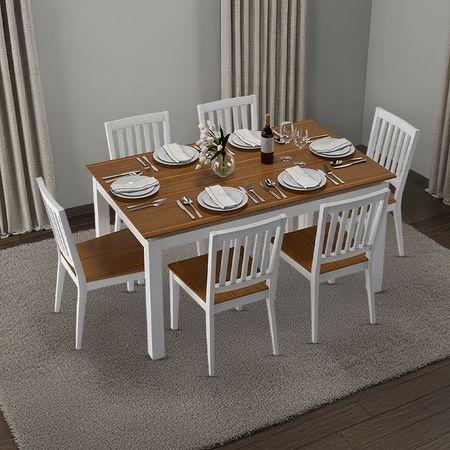 Diner 6 Seater Dining Table Set (Finish- Golden Oak)