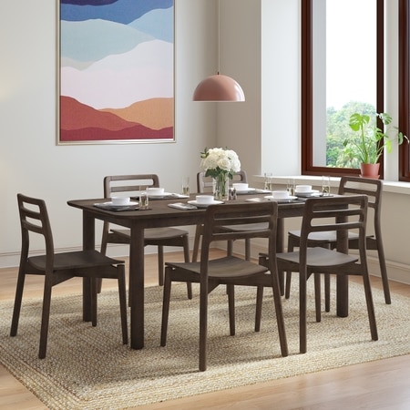 Dane Solid Wood 6 Seater Dining Table with 6 Dane Solid Wood Dining Chair (Finish: Danish Walnut)