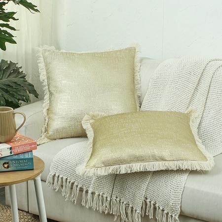 Classic Texture Set Of 2 Cushion Cover With Gold Colour