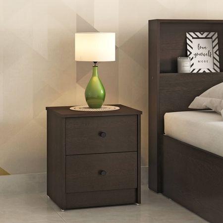 Hazel Engineered Wood Bedside Table in Dark Wenge Finish