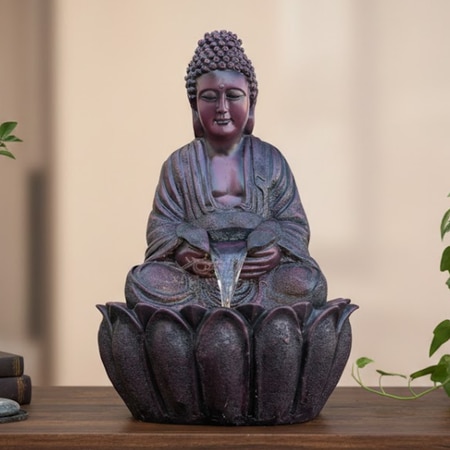 Wine 2Ft Lotus Buddha Water Fountain