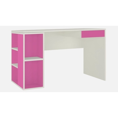 Astra Kids Study Desk with Open Shelves and Drawer in Barbie Pink Colour