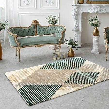 Haisley Green Abstract Natural Fiber 20x15 inches Carpet