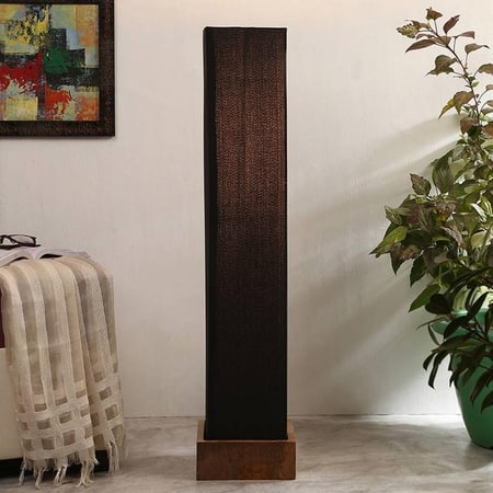 Cher Black Cotton Shade Floor Lamp