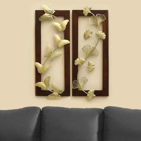 W-Alena Abstract Metal Wall Decor in Gold Set of 2