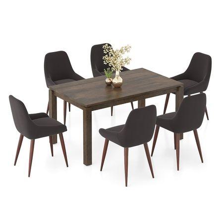 Atlas Solid Wood 6 Seater Compact Dining Table With Rickman Lounge Chairs