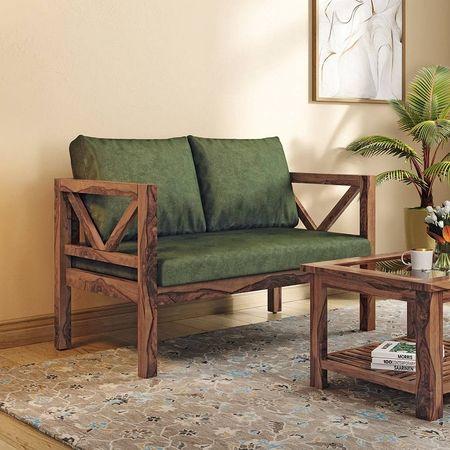 Alden 2 seater Wooden Sofa (Moss Green Velvet)