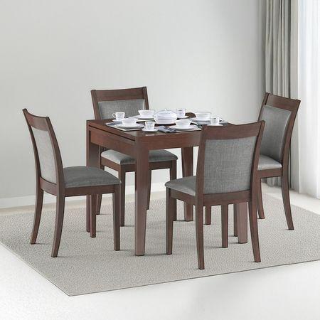 Murphy 4-To-6 Extendable - Dalla 4 Seater Dining Table Set (Colour- Grey , Finish- Dark Walnut)