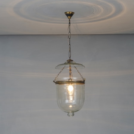 Nolan Ceiling Pendant Light In Transparent Glass & Brass Finish Metal