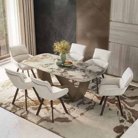 Bren Swivel Dining Chair In Ivory Colour