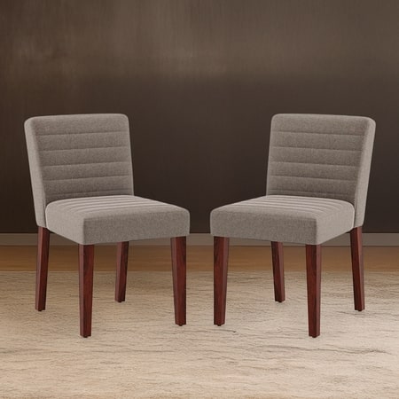 Ludo Solid Wood Dining Chair in Shitake Beige Colour - Set of 2