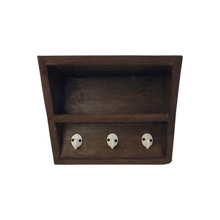Estelle Wooden Wall Shelf Organiser With Key Holders