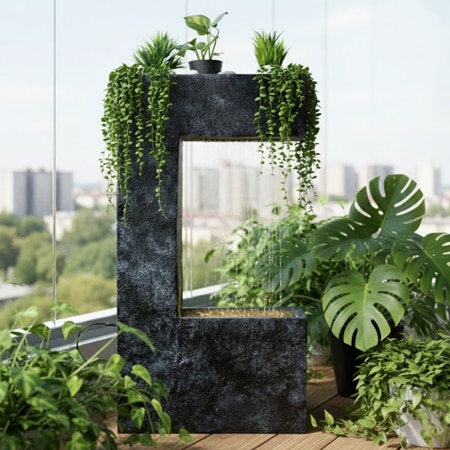 Dark Grey C Planter Water Fountain