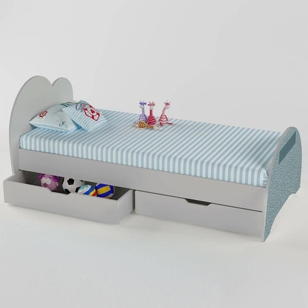 Cloud Tails Engineered Wood Drawer Storage Bed in Dark Grey Colour