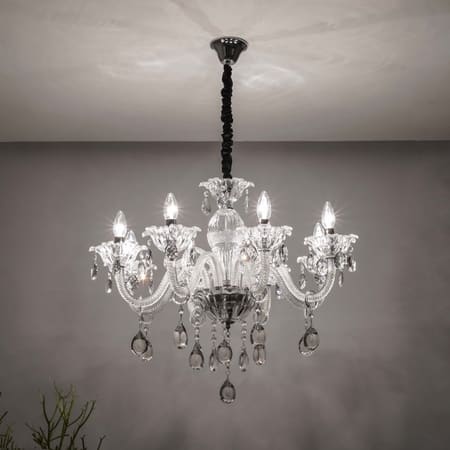 Paris 8 Arm Chrome and Clear Crystal Chandelier