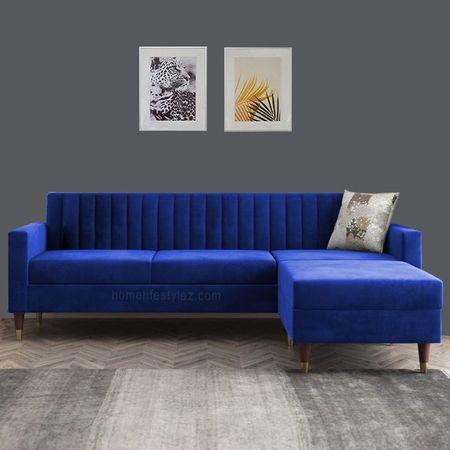 Deeplac Sectional Fabric Sofa - Navy Blue