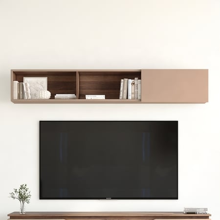 Sydney Modular Wall-Mounted Shelf in Beige High Gloss Finish