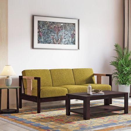 Cairo 3 Seater Wooden Sofa (Green Olivia)