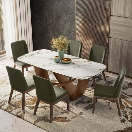 Paloma 6 Seater Pluto Spanish Ceramic Dining Table With Anderson Dining Chairs
