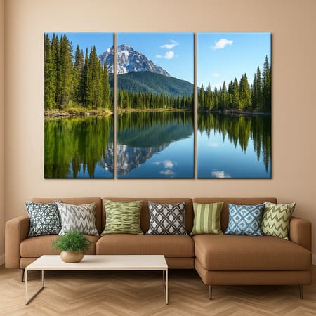 Truss Pcs Blue Green Banff National Park Printed Framed Canvas Wall Prints Set of 3 Multicolor Matte
