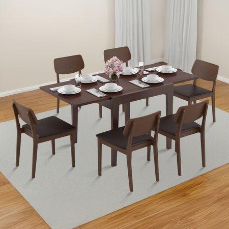 Murphy 4-To-6 Extendable - Lawson 6 Seater Dining Table Set (Colour- Dark Brown , Finish- Dark Walnut)