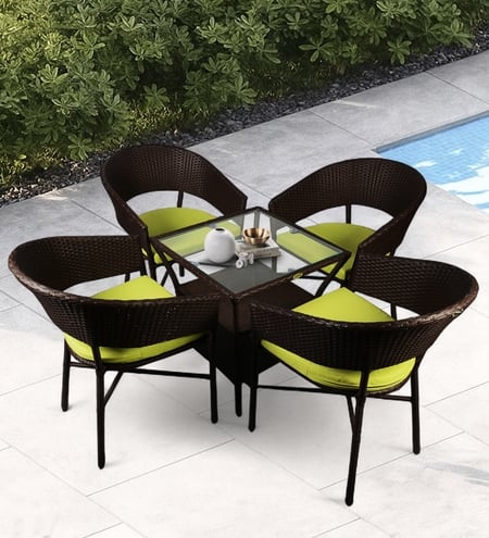 Geelong Wicker Table And Chair Set Brown Dual Tone Finish