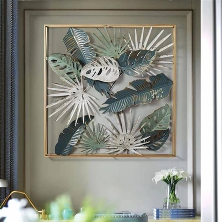 Elaeagnus Angustifolia And Lupin Leaves Frame Metal Wall Art