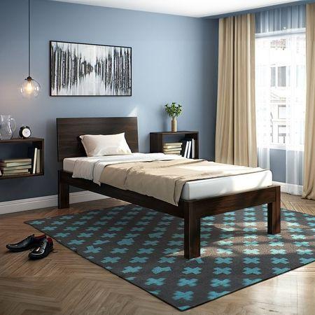 Boston Solid Wood Single Size Bed In Mahogany Finish
