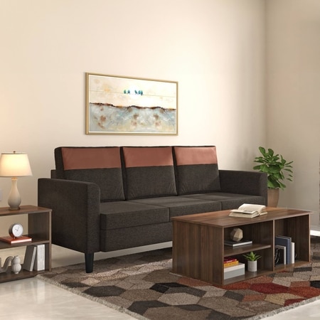 Hugo 3 Seater Fabric Sofa in Cedar Brown Colour