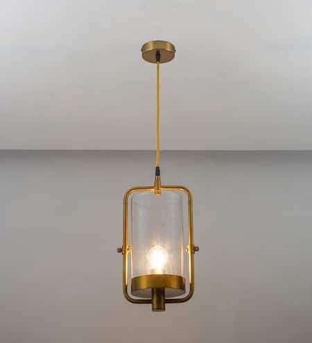 JUNIT Clear Glass and Brass Finish Metal Hanging Pendant Light