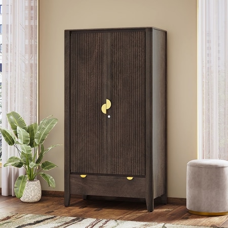 Toledo Solid Wood 2 Door Wardrobe In Dark Chestnut Finish