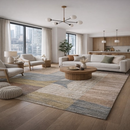 Harmony Jute Rectangle Carpets Hand Tufted in Multicolour Colour