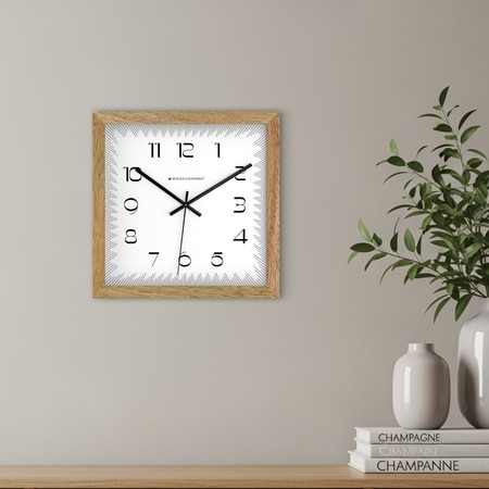 Wooden Square Wall Clock with Contemporary Dial