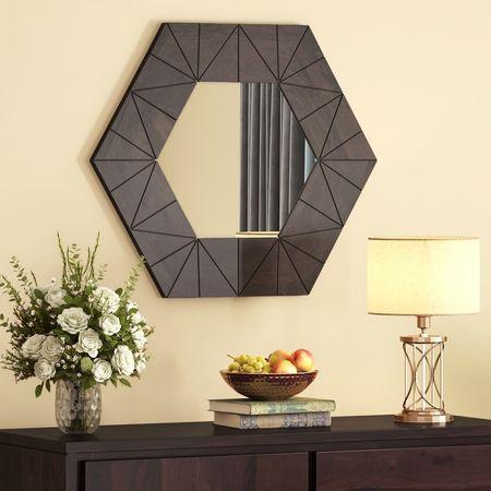 Nivo Solid Wood Mirror in Grey Wash Finish