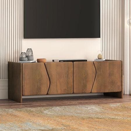 Koro Solid Wood TV Cabinet In Amber Walnut Finish
