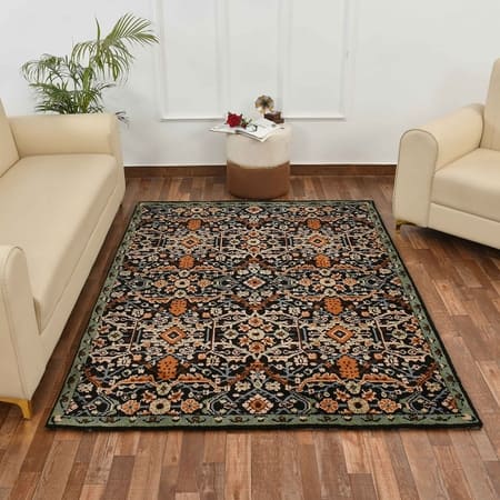 Multicolor Traditional Machine Made Polyester 6 X 9 Feet Carpet