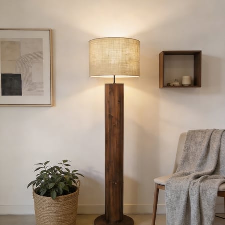 Cedar Beige Jute Floor Lamp with Beige Jute Base